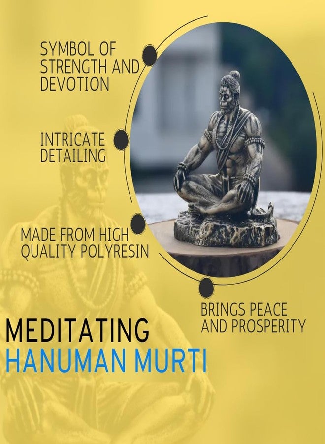 KUTUMBH Lord Hanuman Ji Idol for Car Dashboard, Home Temple & Office | Premium Finish Decorative Resin Hanuman Statue for Pooja, Meditation & Home Décor | Grey - Image 4